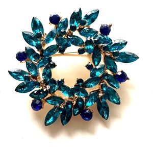 NEW Fashion Crystal Rhinestone Blue Wreath Pin Brooch Women’s Jewelry